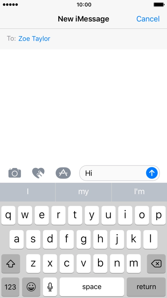 Press the sticker icon and follow the instructions on the screen to add a sticker to your iMessage.