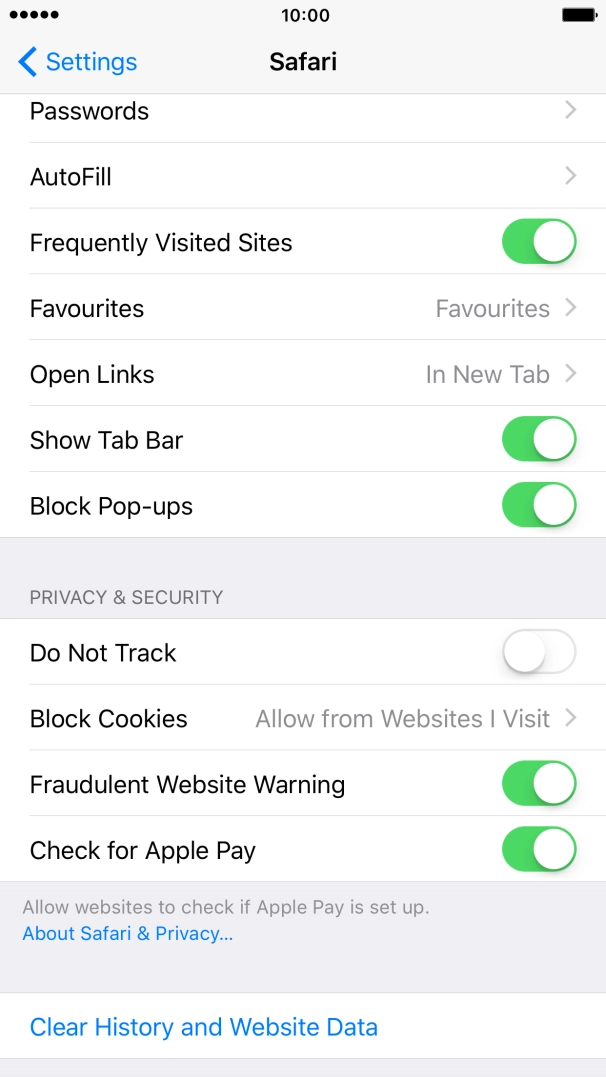 Press Clear History and Website Data. Press Clear History and Website Data.