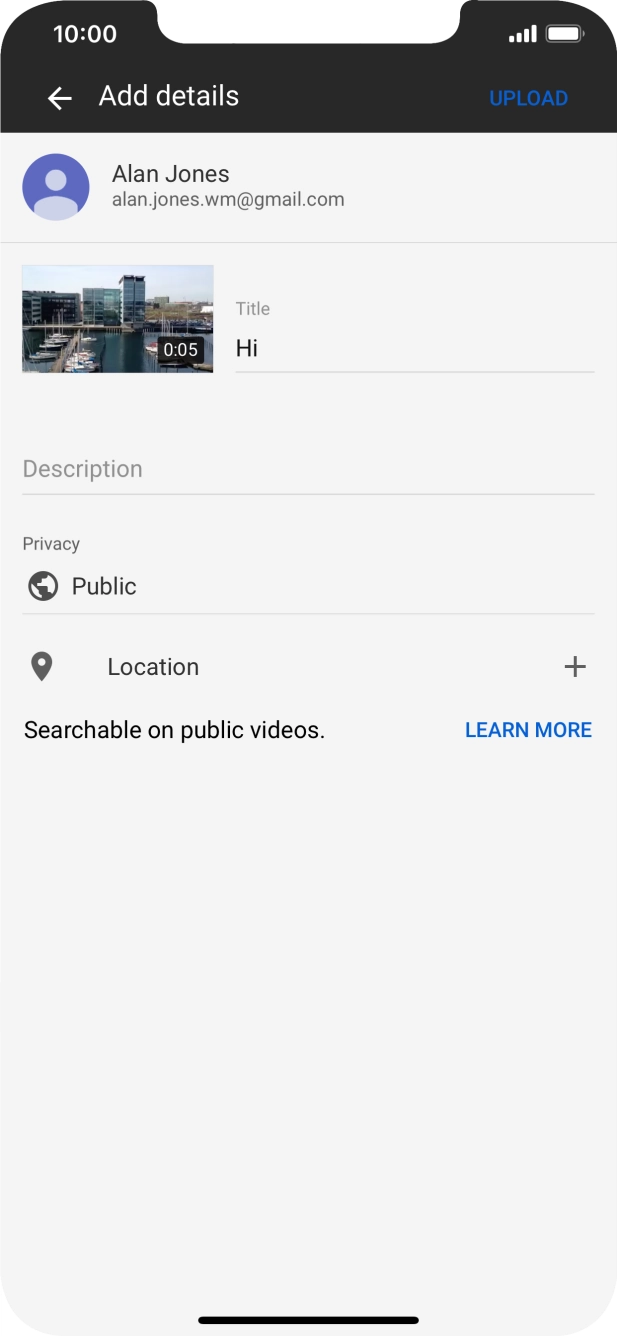 Write the required text and press UPLOAD.