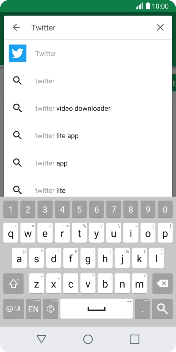 Key in Twitter and press the search icon.