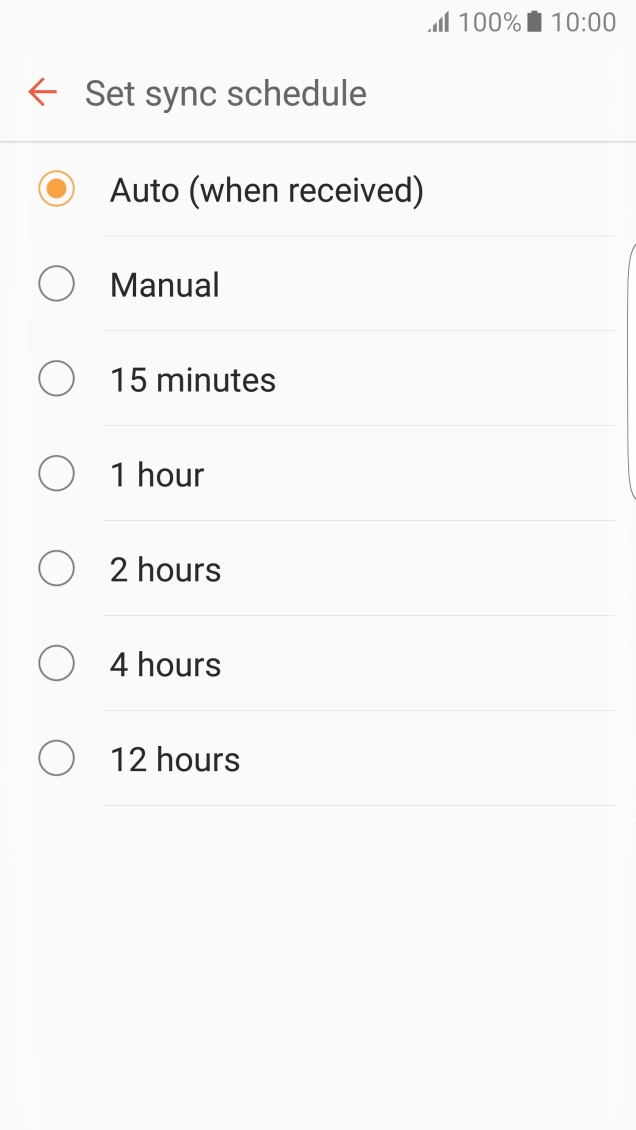 Press the required setting.