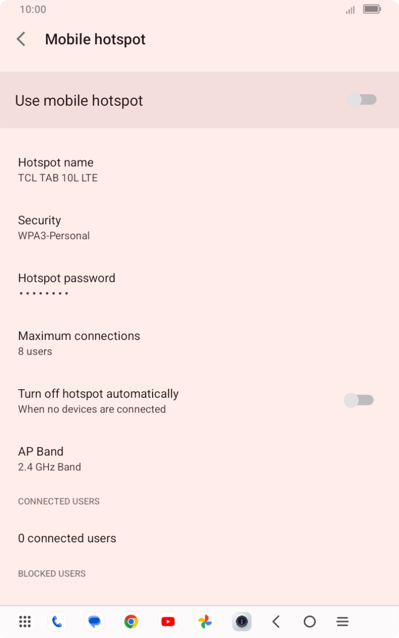 Press Hotspot password and key in the required password.