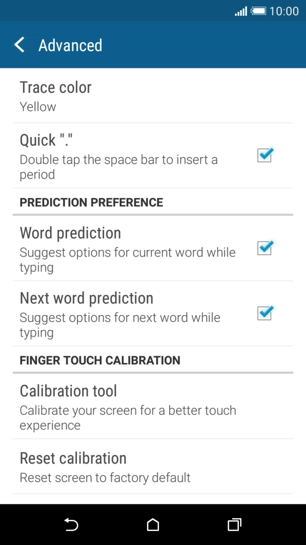 Press Word prediction to turn on the function.