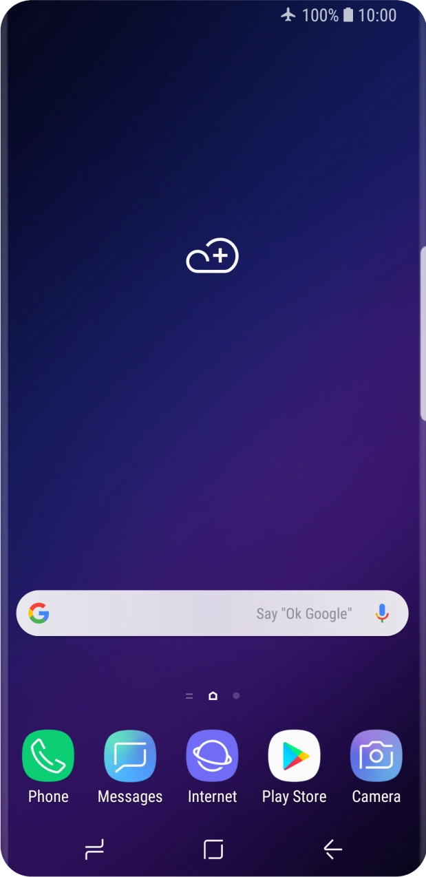 The flight mode icon shows that flight mode is turned on.