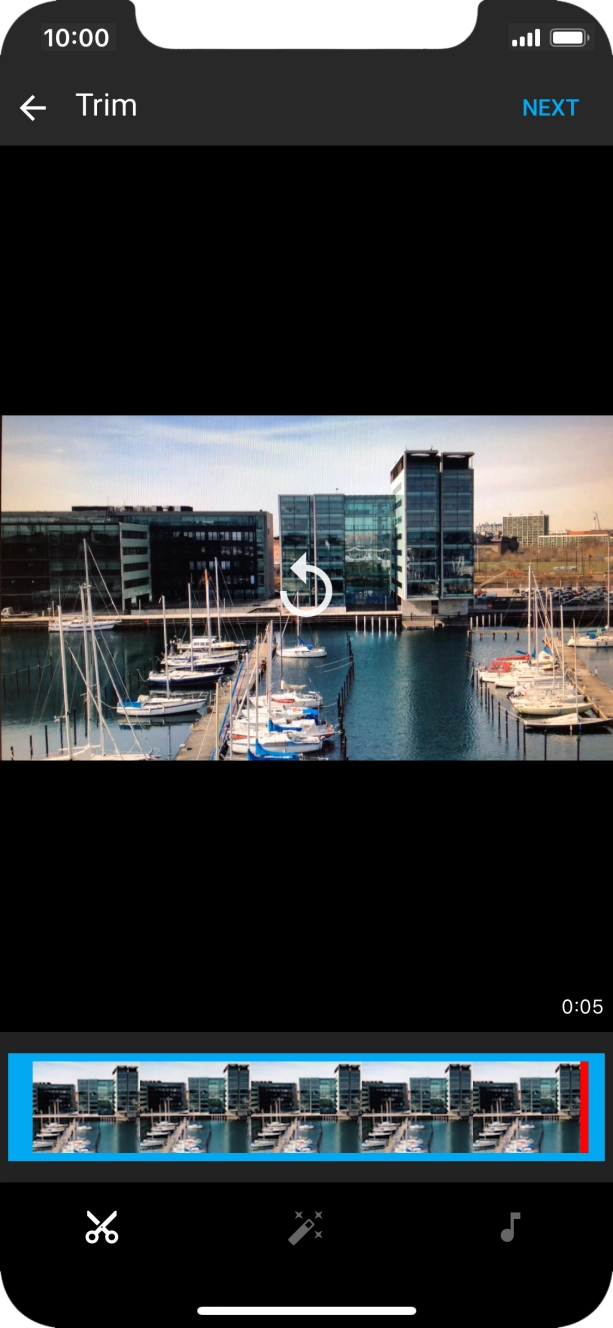 Follow the instructions on the screen to edit the video clip and press NEXT.