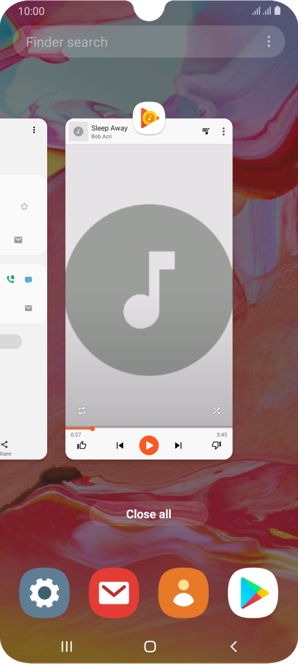 To end one running application, slide your finger upwards on the required application.