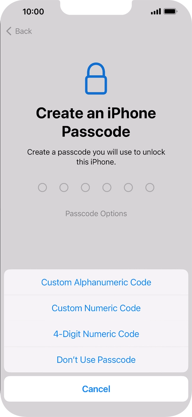 Follow the instructions on the screen to turn on use of phone lock code or press Don't Use Passcode. Follow the instructions on the screen to turn on use of phone lock code or press Don't Use Passcode.
