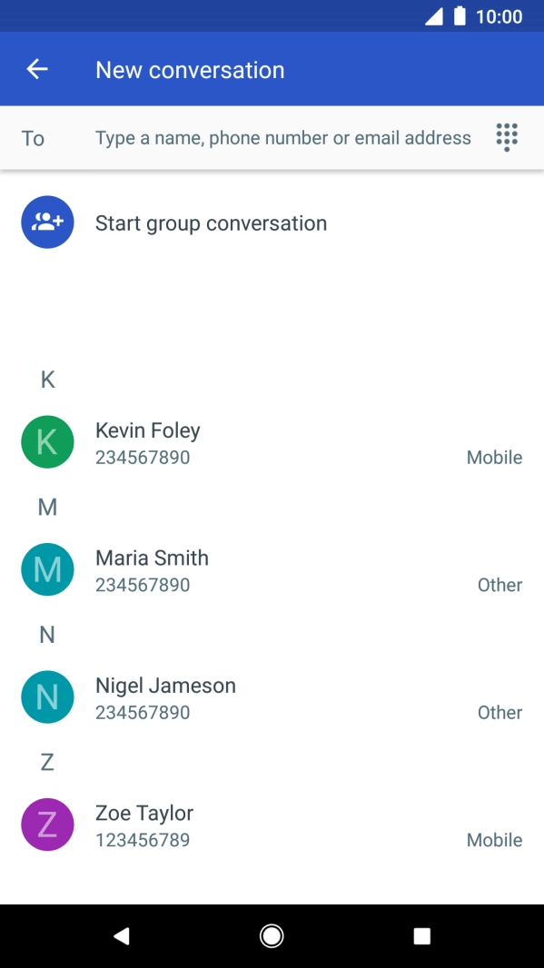 Press To and key in the first letters of the recipient's name.