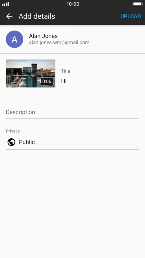 Write the required text and press UPLOAD.
