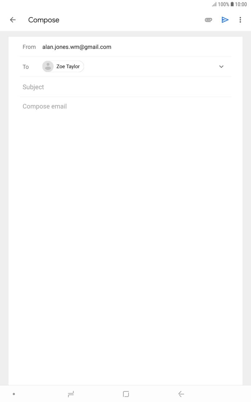 Press Subject and key in the subject for the email.