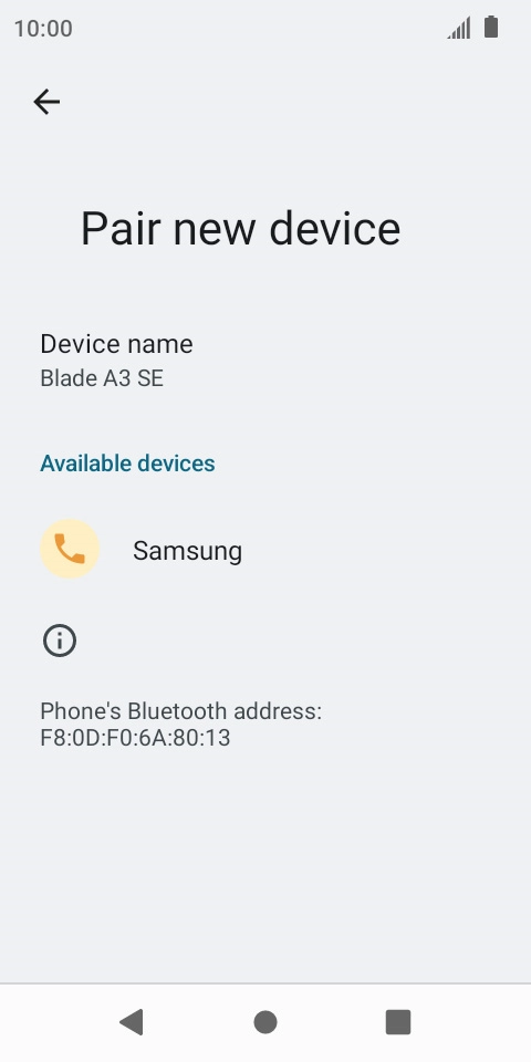 Press the required Bluetooth device and follow the instructions on the screen to pair the device with your phone.