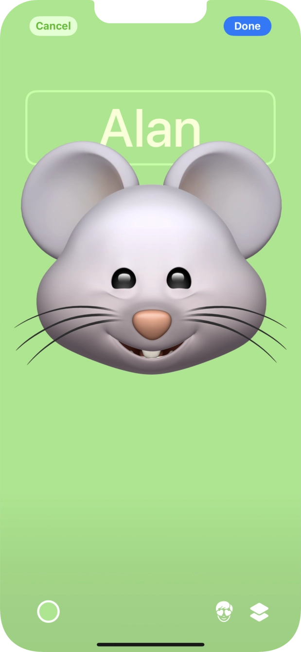 Press the name field and follow the instructions on the screen to select the required font and colour for your name on the Contact Poster.