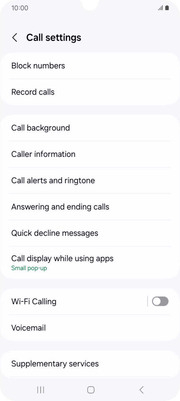 Press Supplementary services.