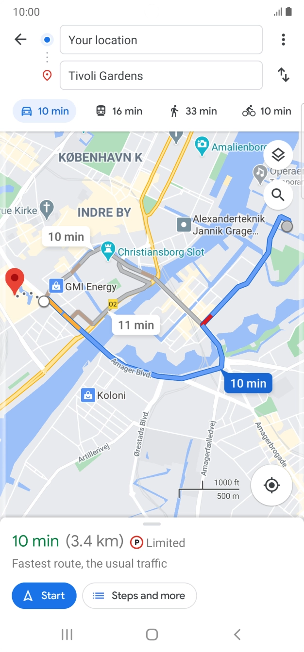 Press the required mode of transportation.