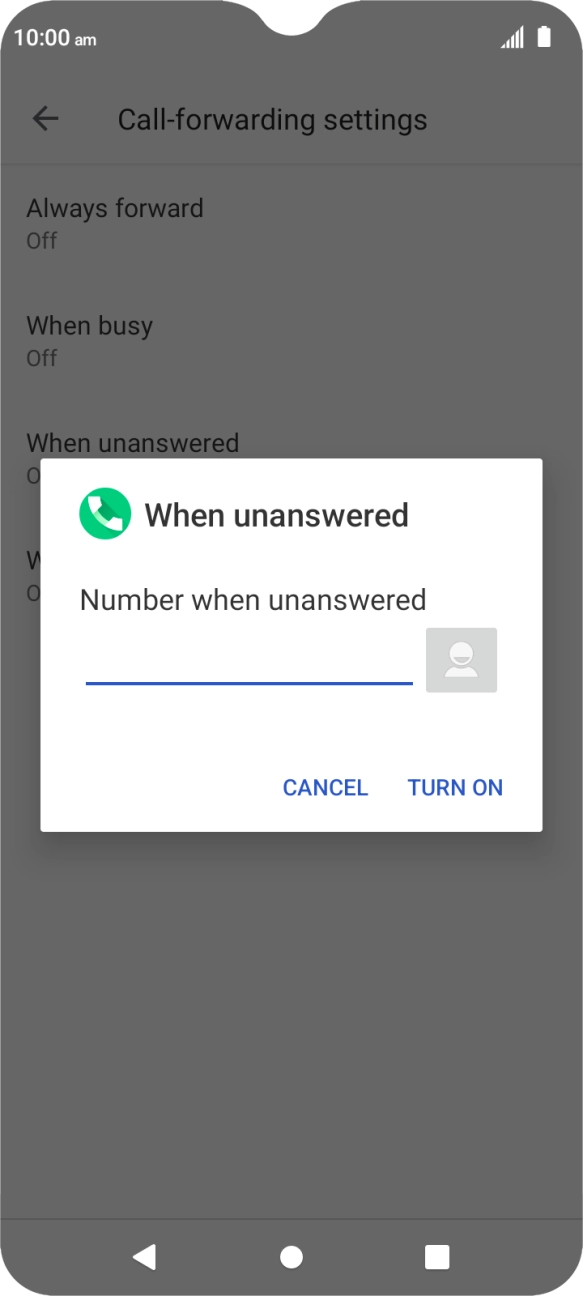 Key in +61101 and press TURN ON.