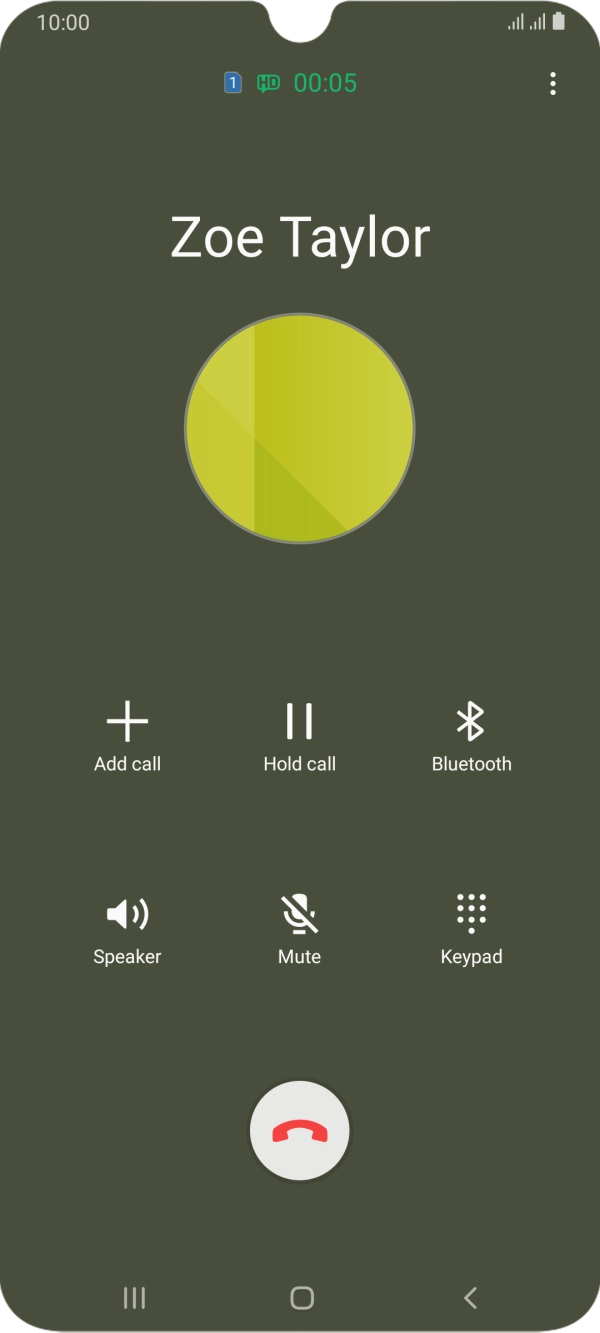 Press the end call icon.
