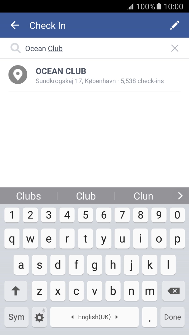 Press the required location.