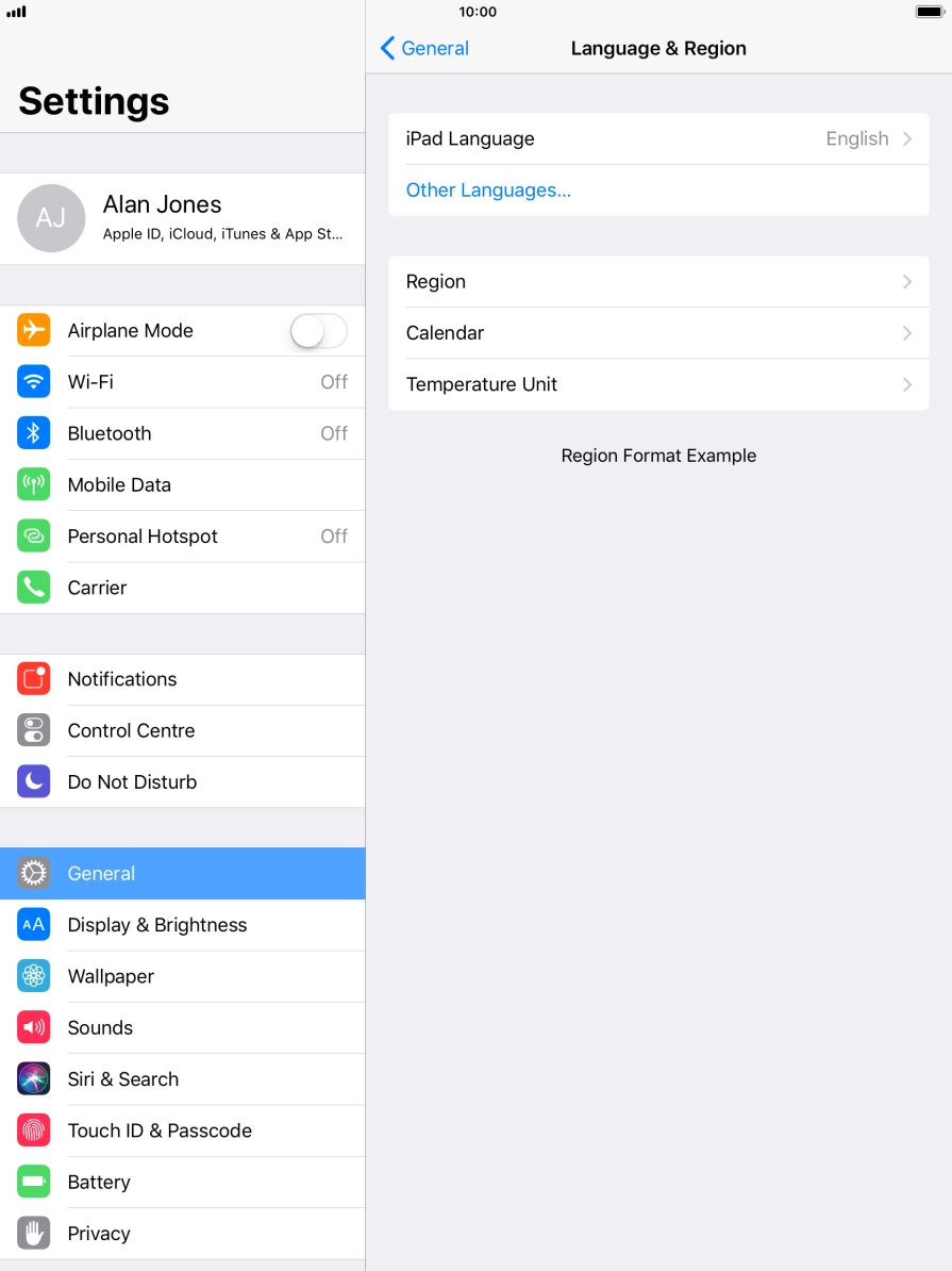 Press iPad Language.