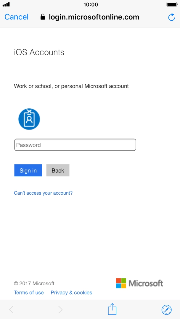 Press Password and key in the password for your email account.