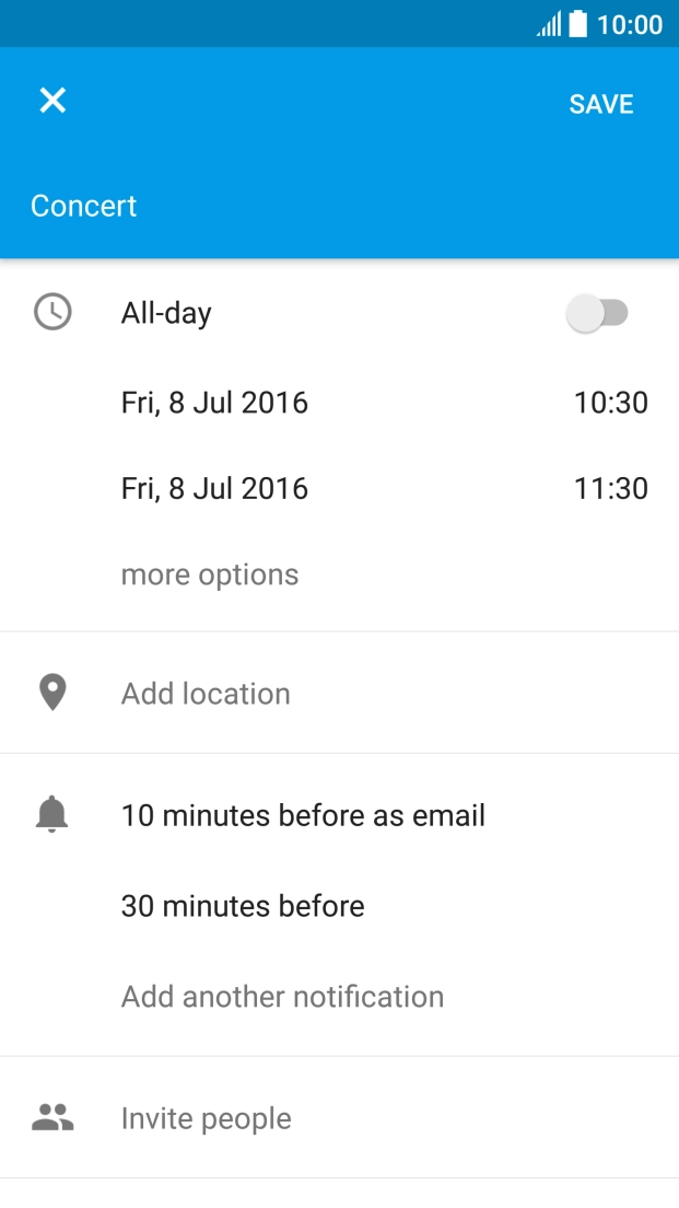 Key in further information, if required, and press SAVE.