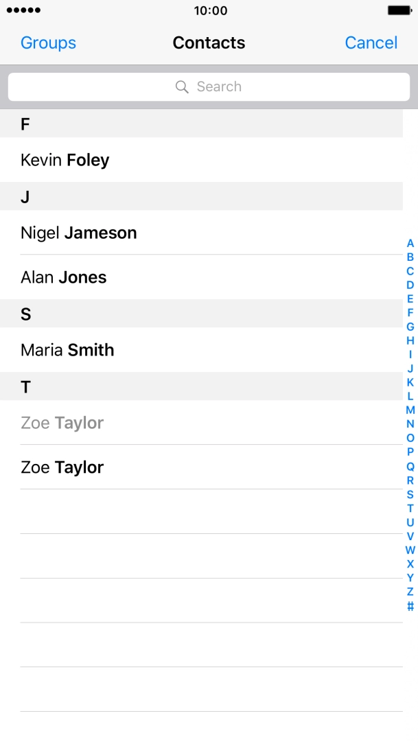 Press the required contact.