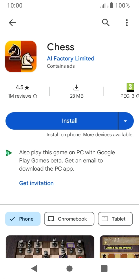 Press Install and follow the instructions on the screen to install the app.