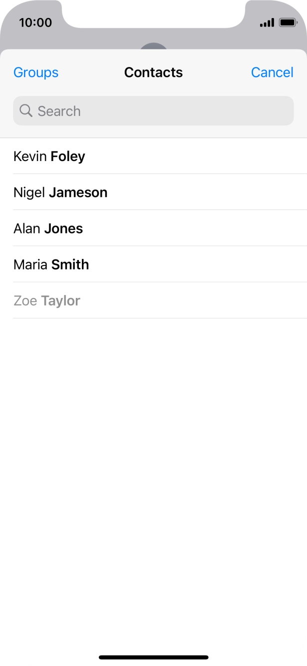 Press the required contact.