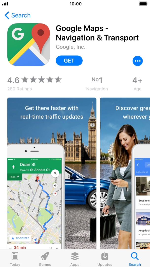 Press GET and follow the instructions on the screen to install Google Maps.