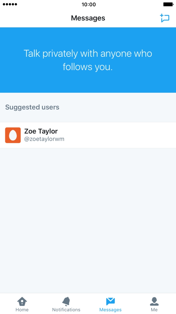 Press the new message icon. Press the new message icon.