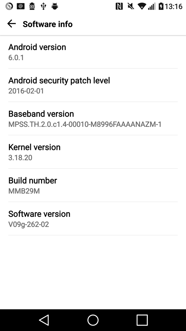 Your phone's software version is displayed below Android version.