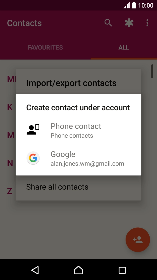 Press Phone contact. Press Phone contact.