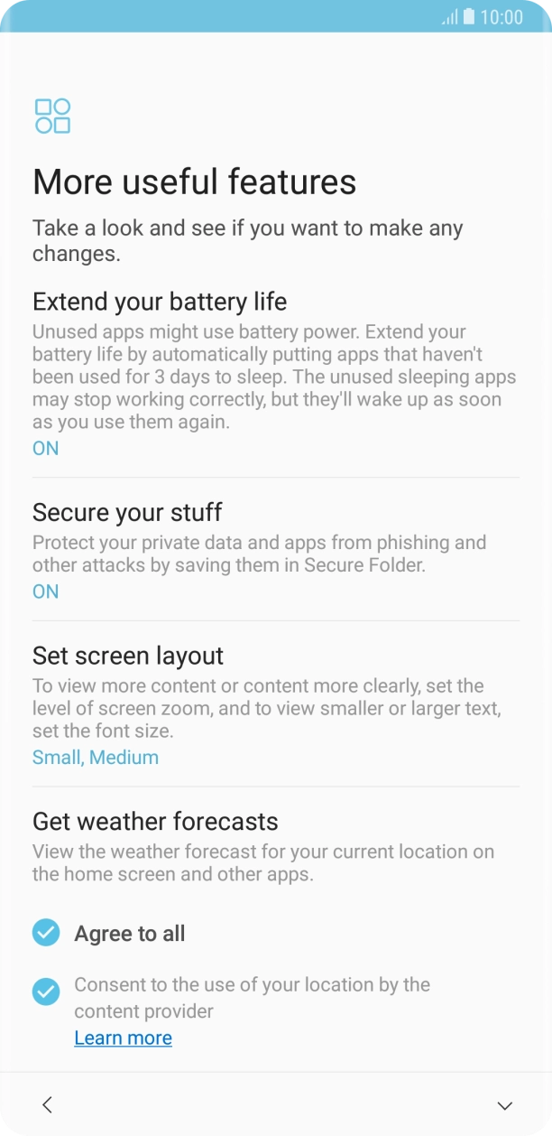 Follow the instructions on the screen to transfer the content from the other phone and finish the activation of your phone.