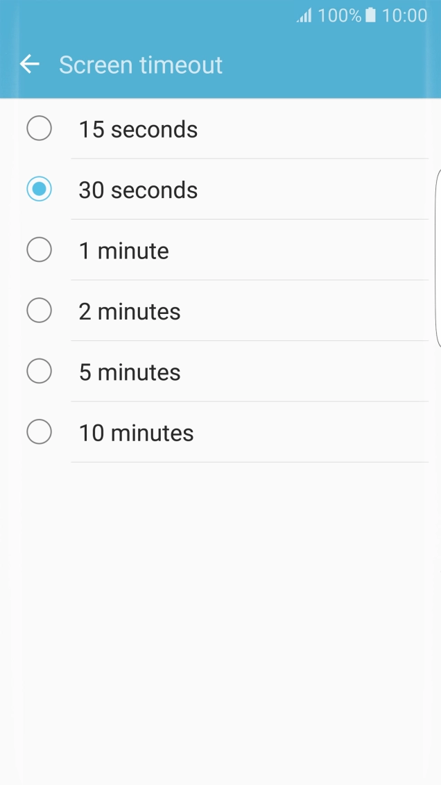 Press the required setting.