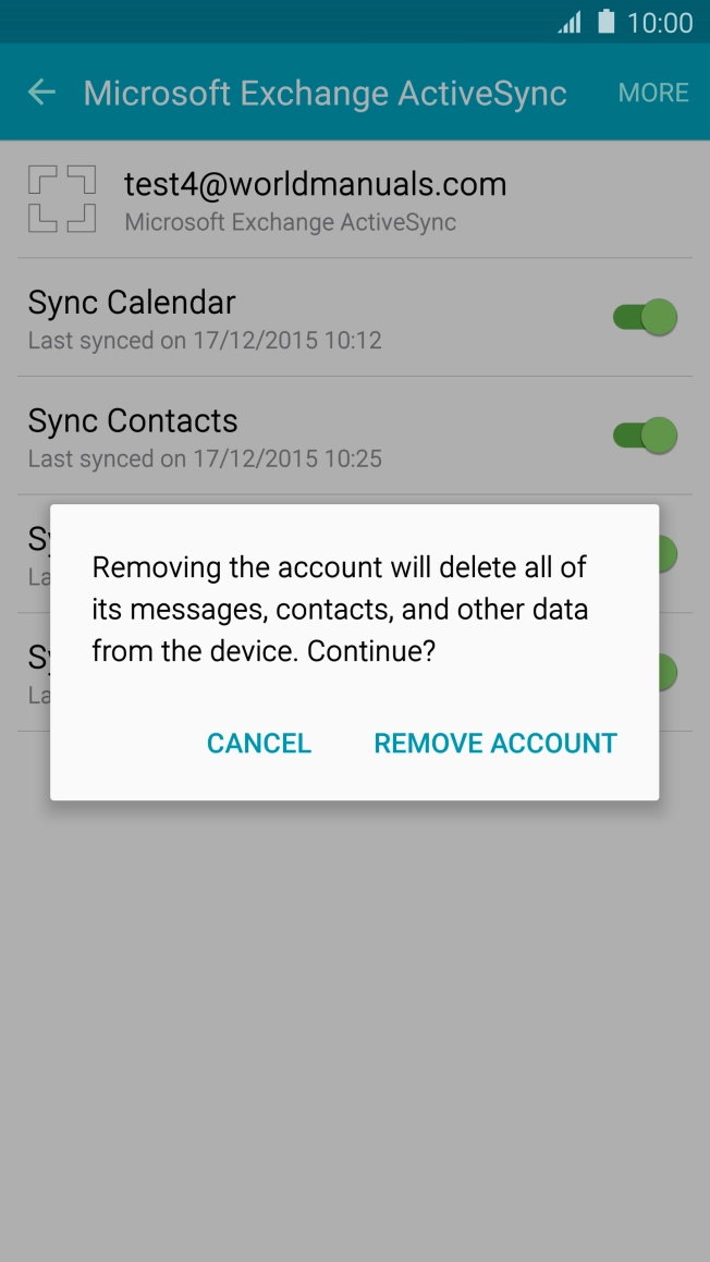 Press REMOVE ACCOUNT.