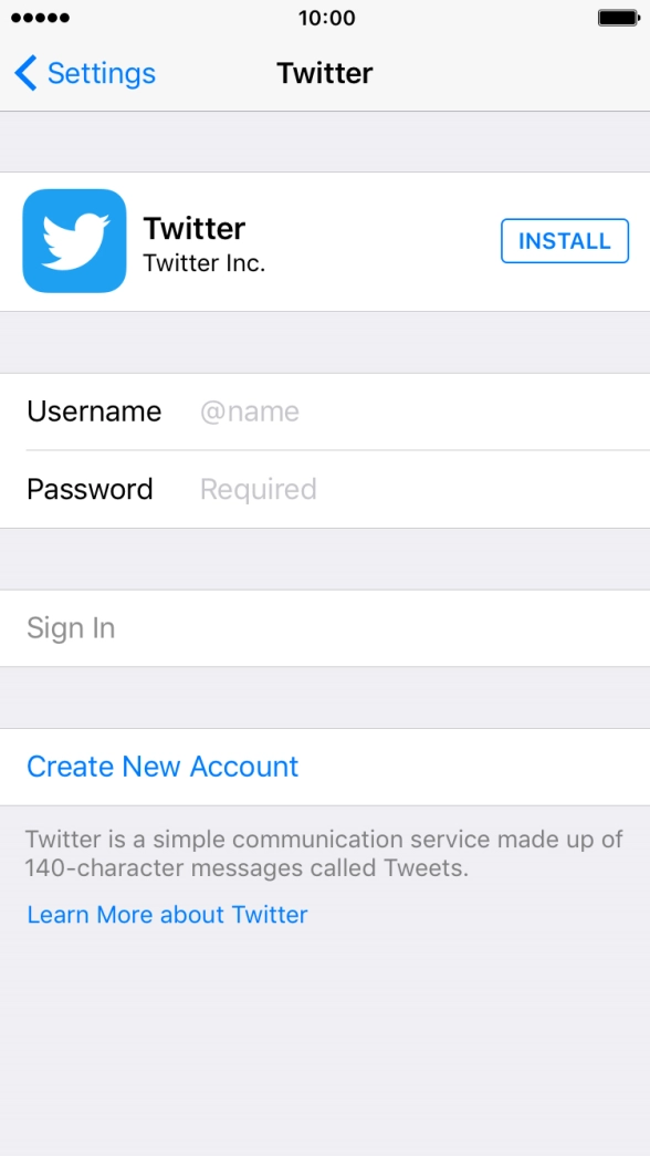 Press INSTALL and wait while Twitter is installed. Press INSTALL and wait while Twitter is installed.