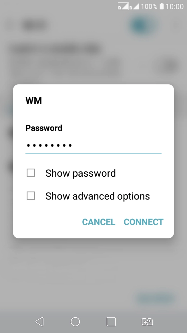 Key in the password for the Wi-Fi network and press CONNECT.