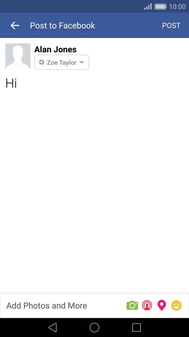 Write the required text and press POST.