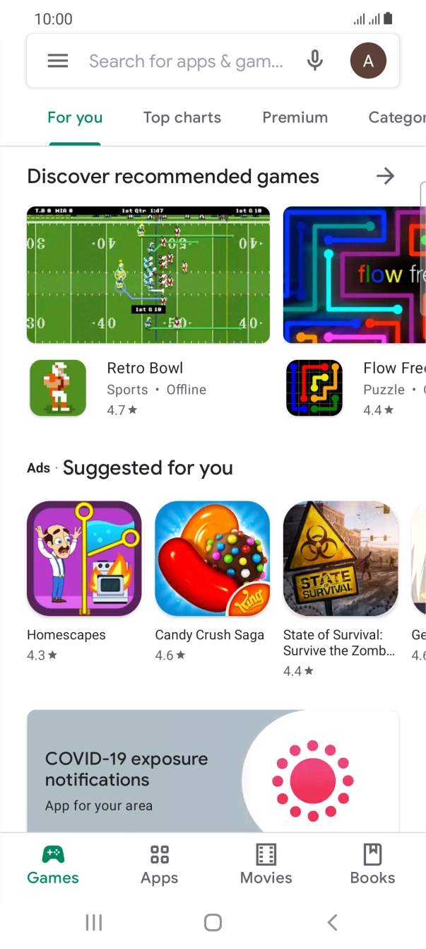 Press the search field.