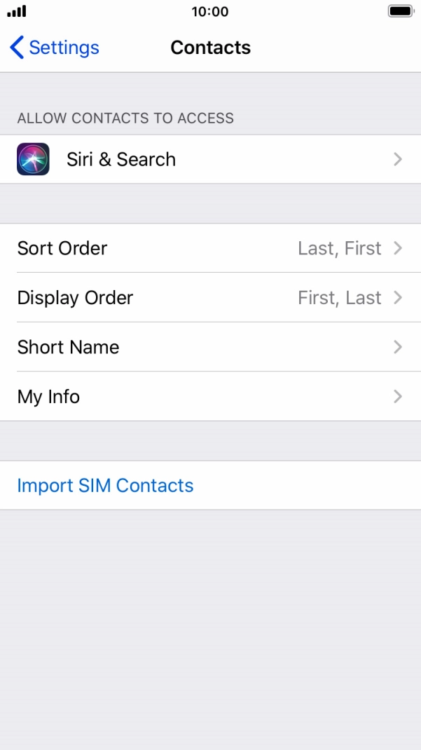 Press Import SIM Contacts.