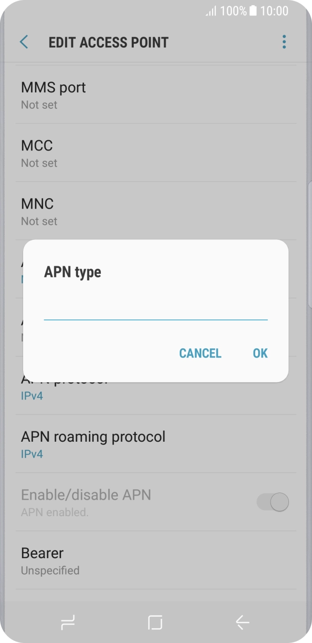 Key in default and press OK.