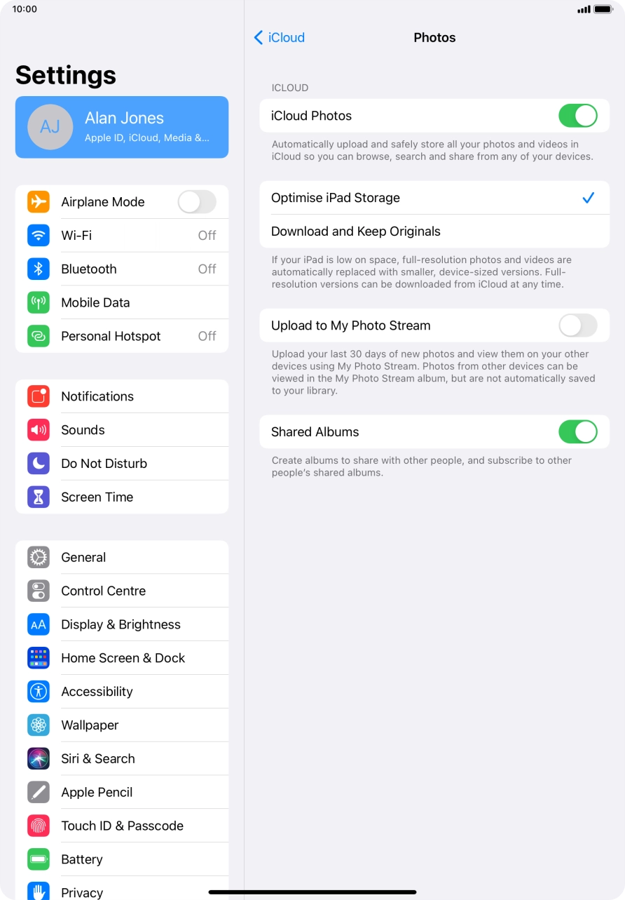 Press the indicator next to 