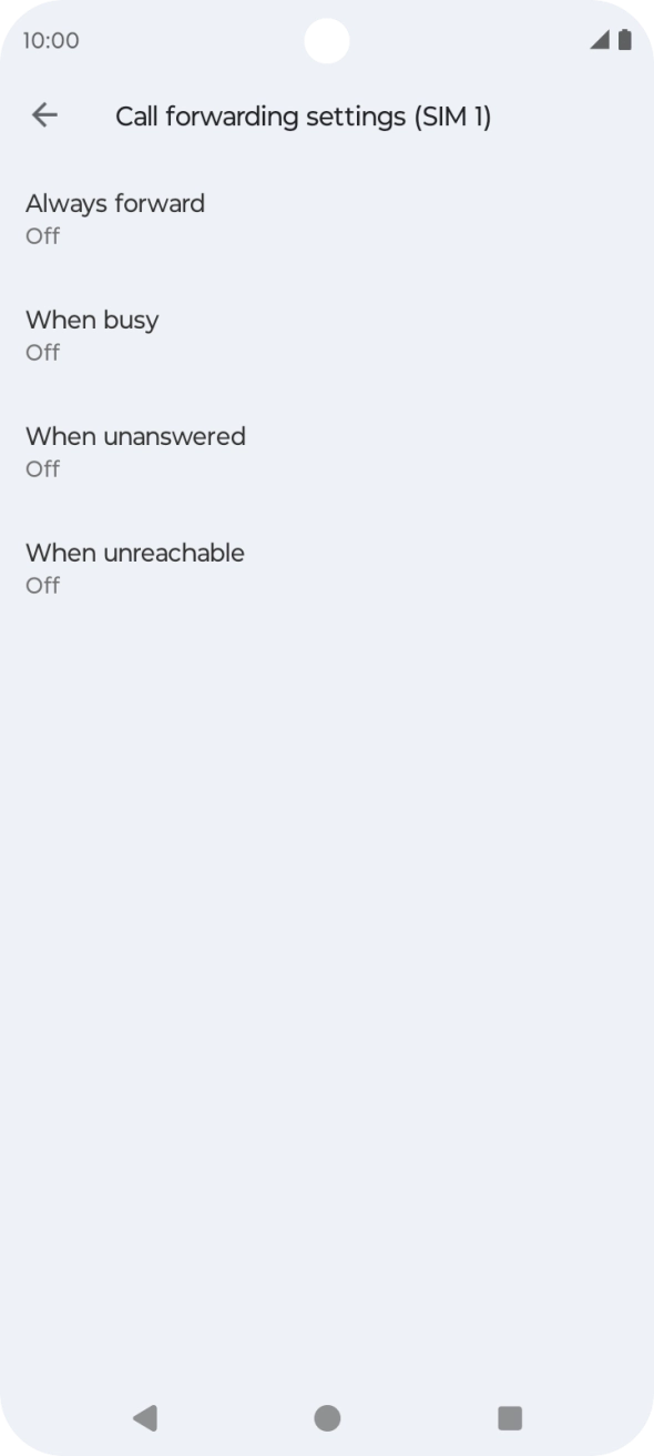 Press the required divert type.
