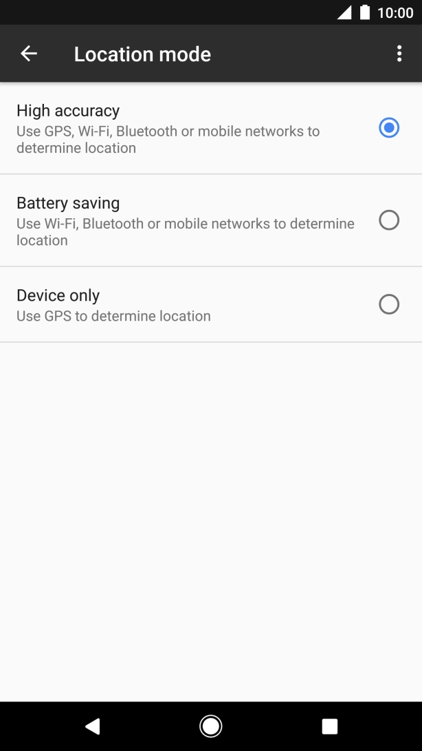If you select High accuracy, your phone can find your exact position using the GPS satellites, the mobile network and nearby Wi-Fi networks. Satellite-based GPS requires a clear view of the sky.