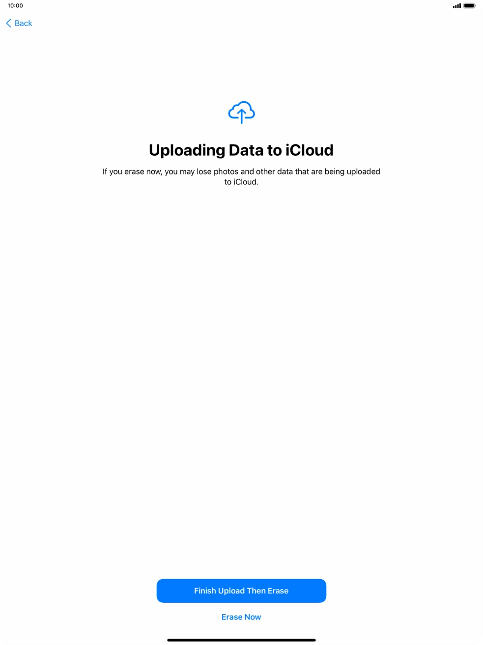 Press the required setting.