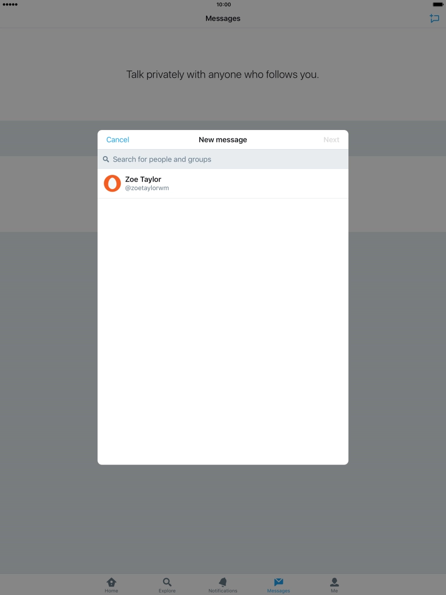 Press the search field and key in the first letters of the recipient's name.