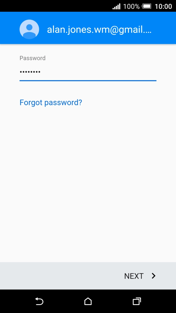 Press NEXT and follow the instructions on the screen to select settings for your Google account.