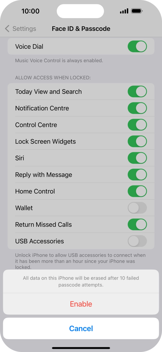 If you turn on the function, press Enable. If you turn on the function, press Enable.