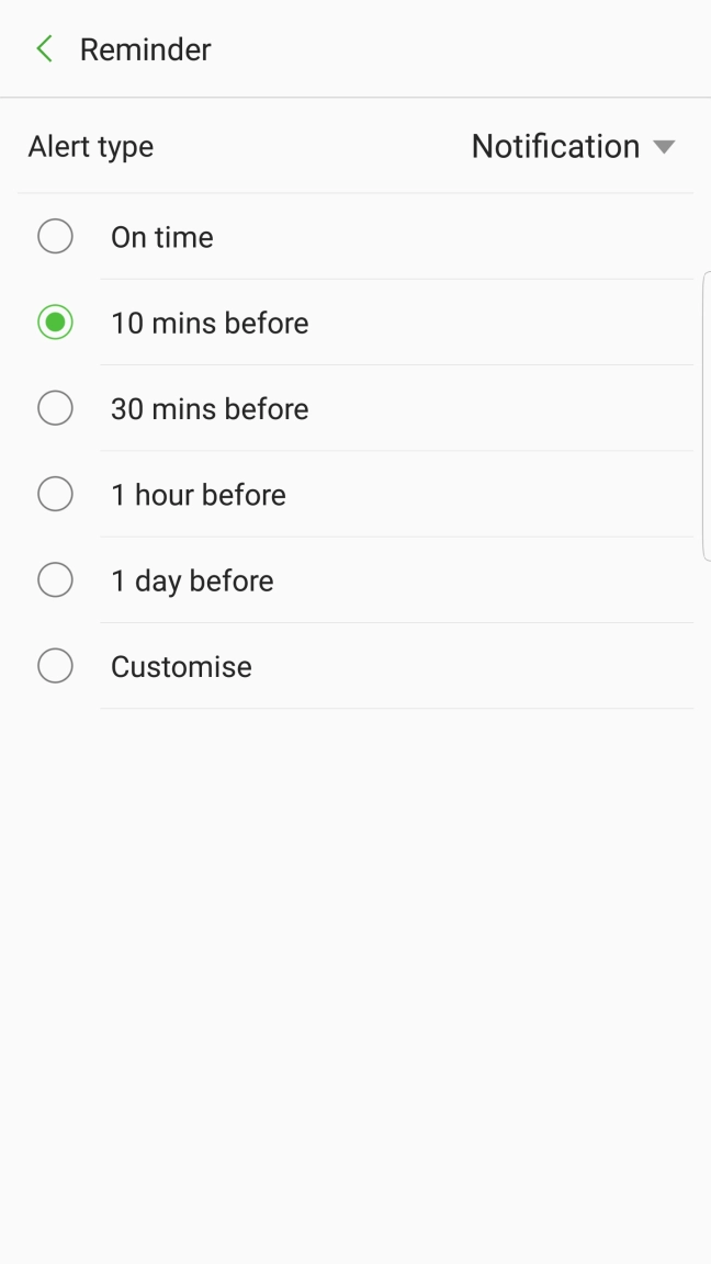 Press the required reminder.