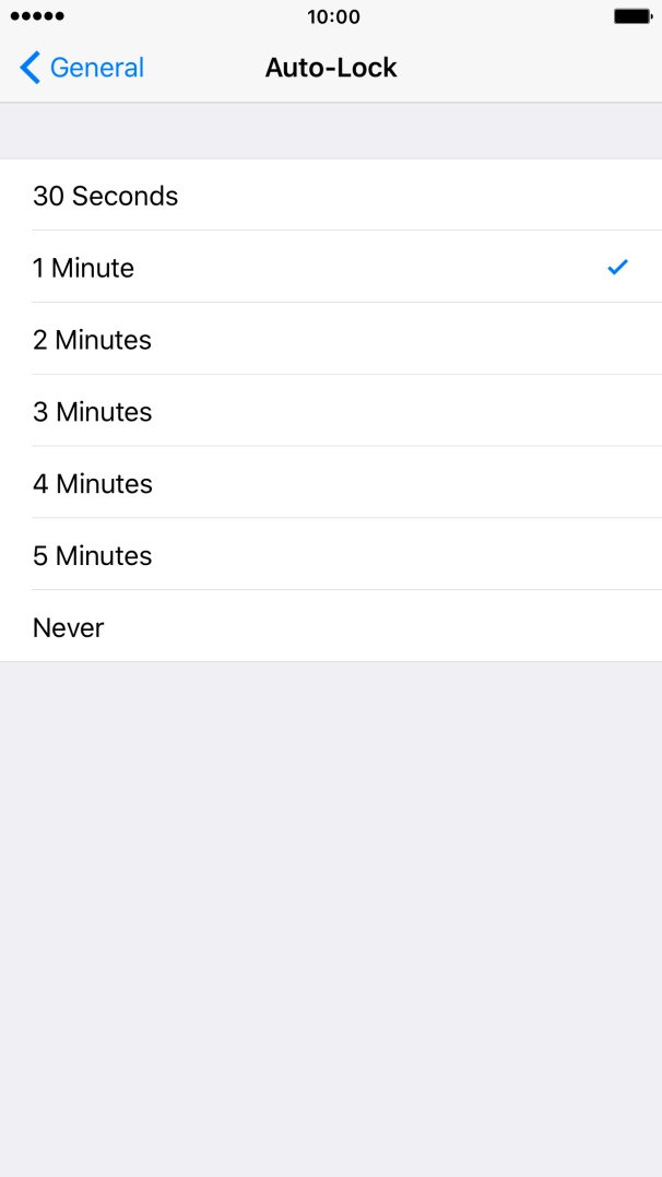 Press the required setting.