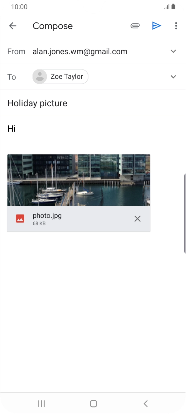 Press the send icon when you've finished your email.